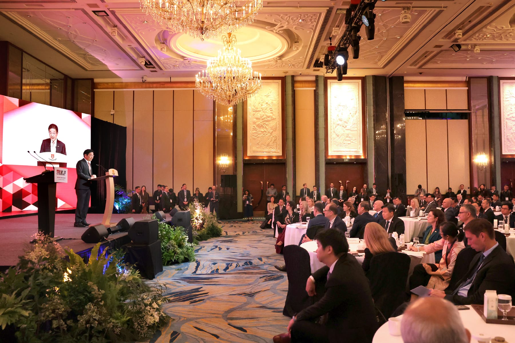 Photo of Prime Minister Wong giving his opening address at the Singapore-New Zealand Leadership Forum
