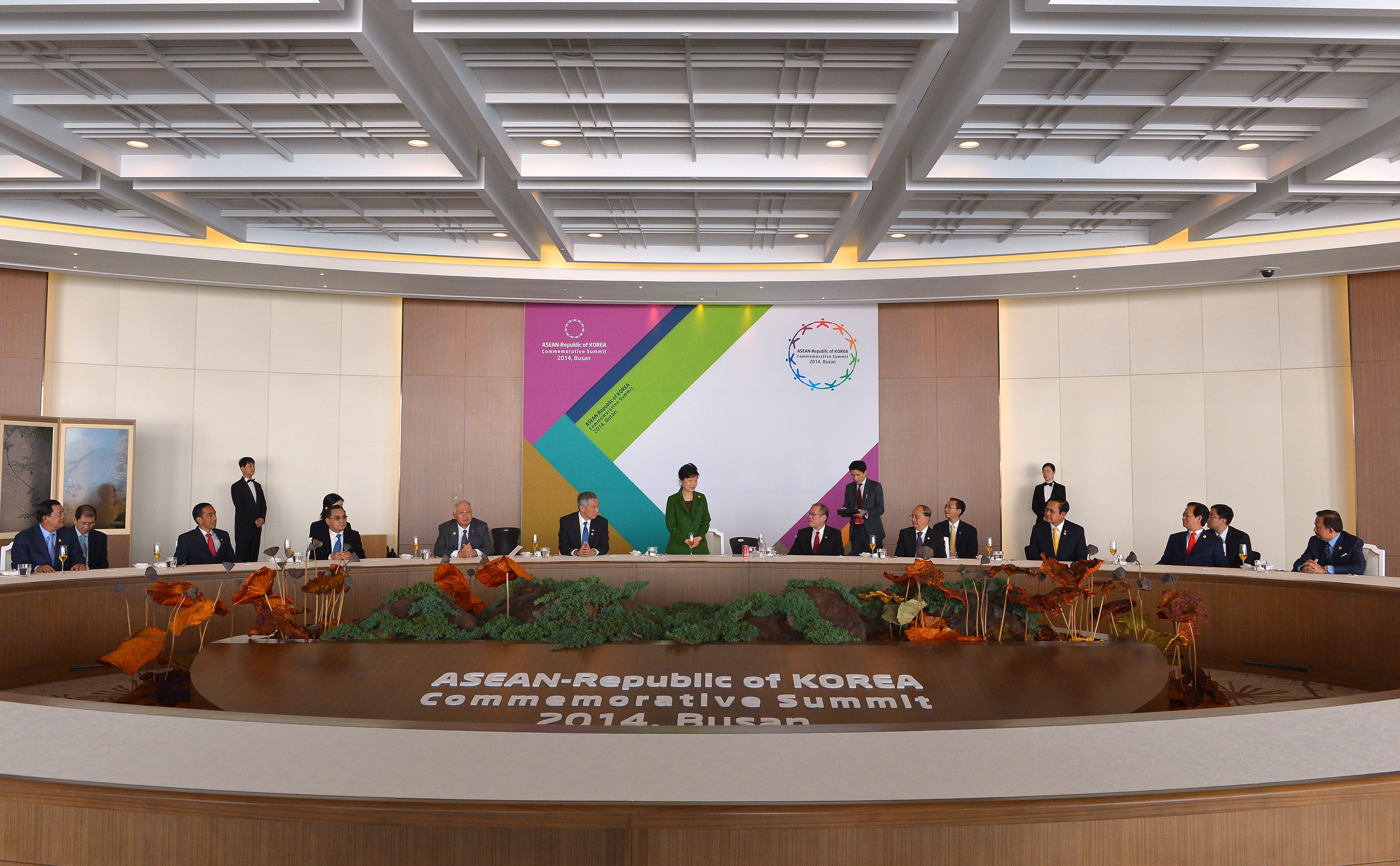 People seated at ASEAN-Republic of Korea Commemorative Summit 2014, Busan.