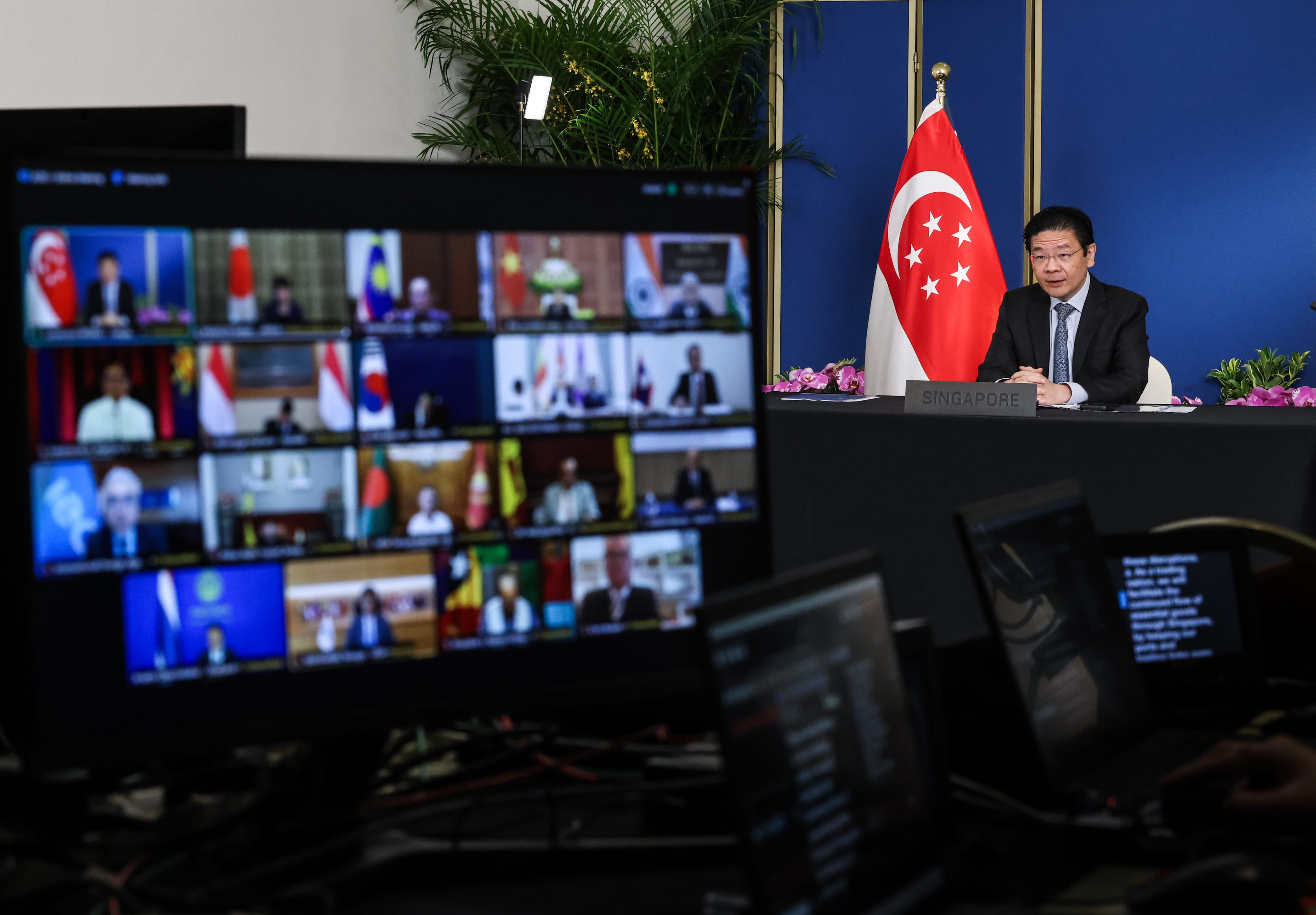 Photo of PM Lawrence Wong at the Asia Zero Emission Community (AZEC) Plus Online Summit