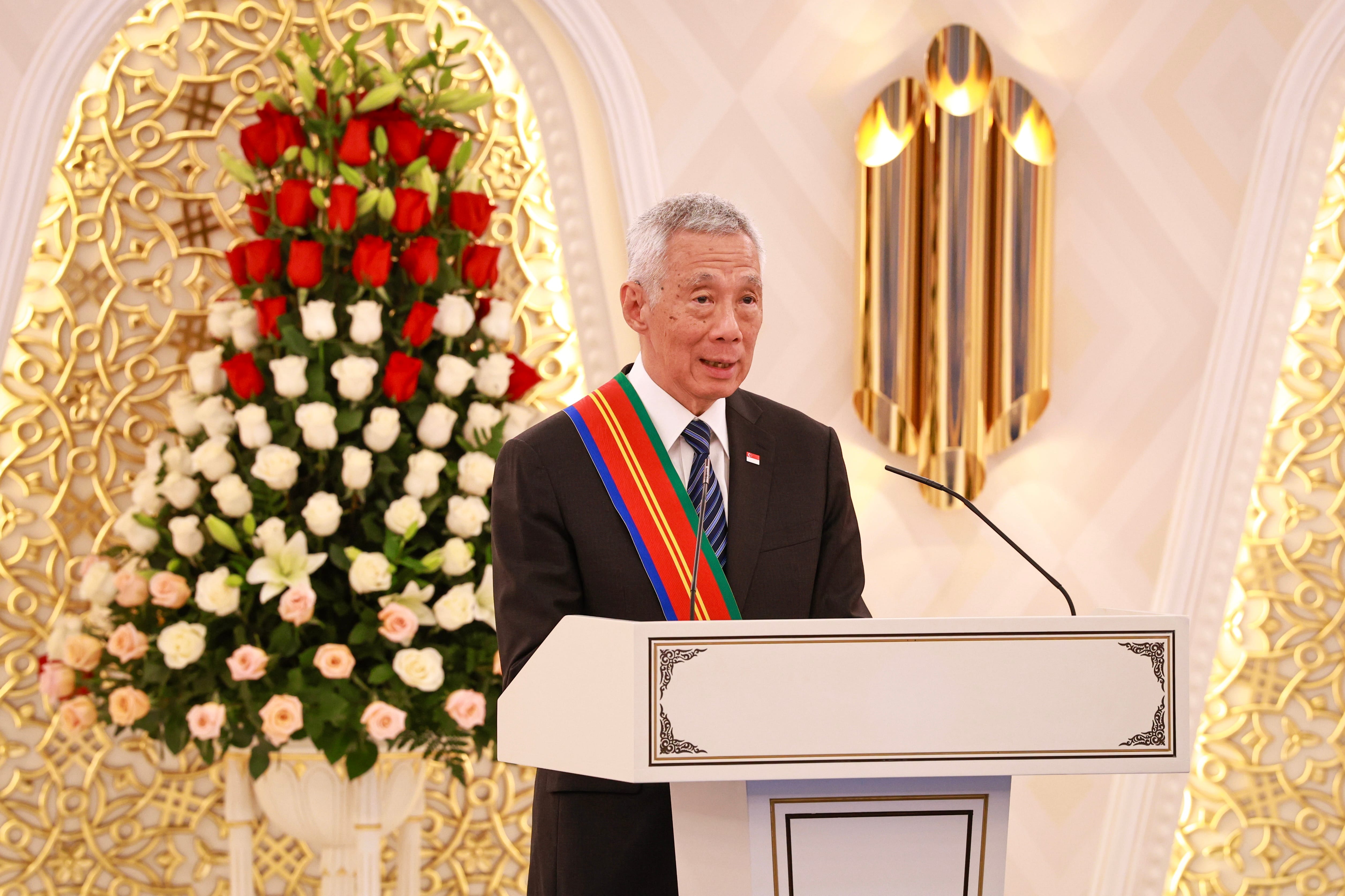 SM Lee Hsien Loong at the Ceremony Conferring the Order of Dostyk (Friendship) of the First Class in Astana, the Republic of Kazakhstan