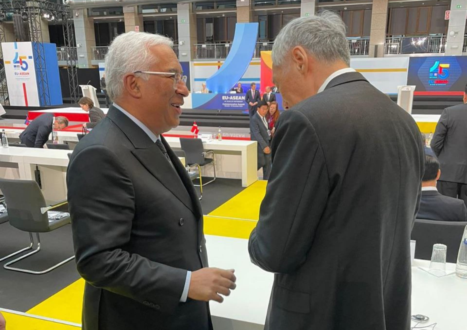 Two men in suits talking, one is António Costa, at an EU-ASEAN event.