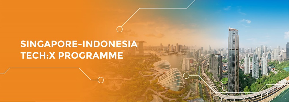 Banner with Singapore and Indonesia skylines and text “Singapore-Indonesia Tech:X Programme”.