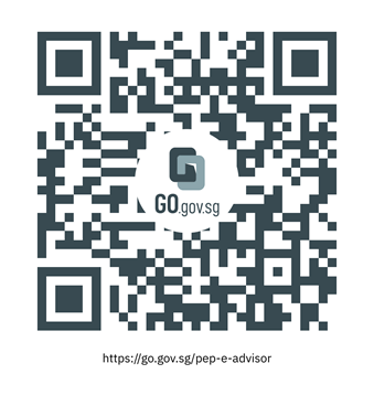 QR code linking to the Pro-Enterprise Panel e-advisor page on go.gov.sg