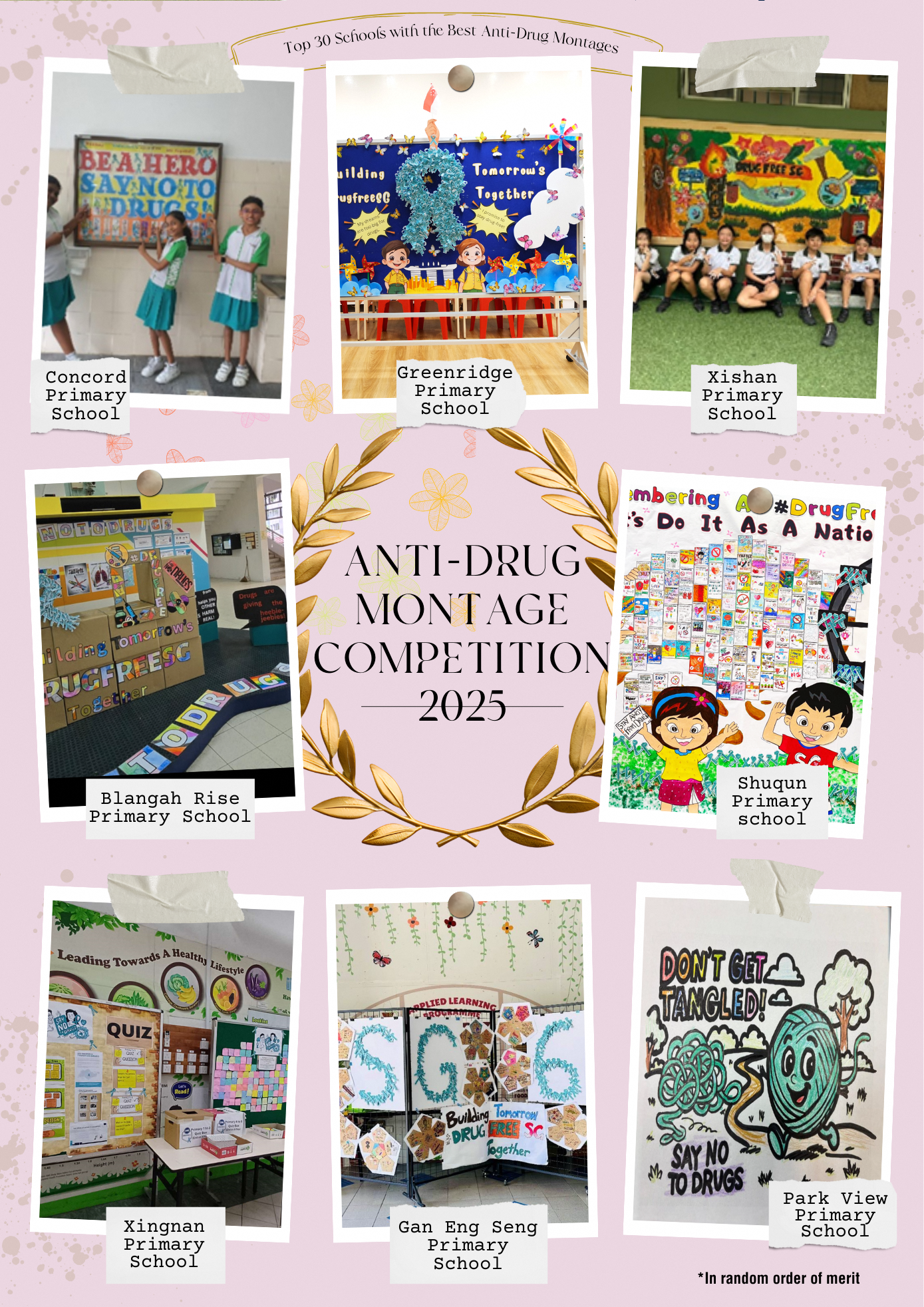 Images curated from the remaining winning montages, in random order of merit, displaying the students' creativity and passion for the anti-drug cause