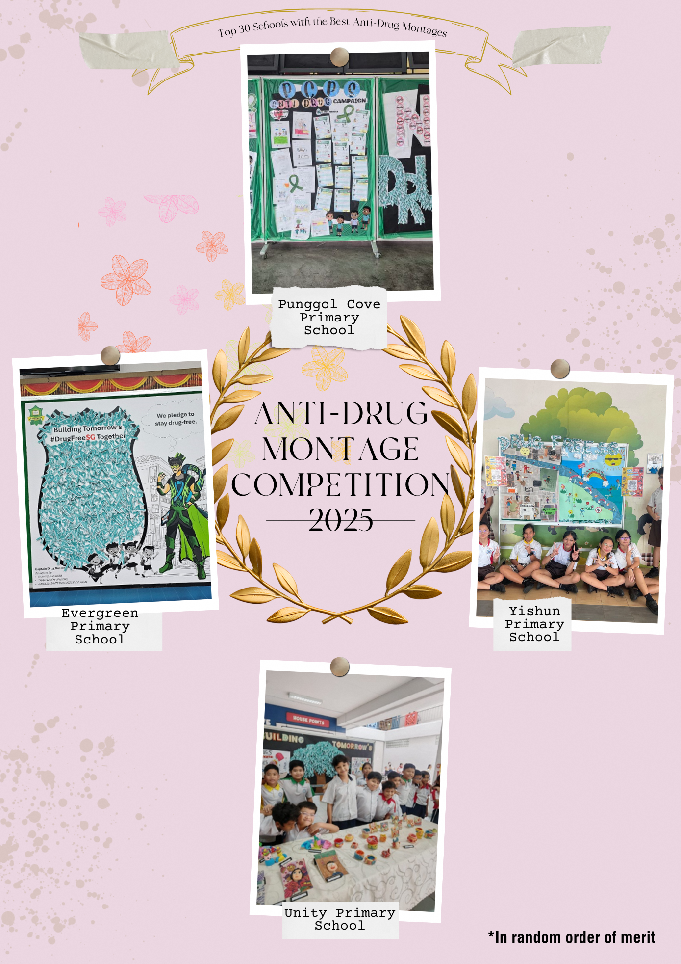 Images curated from the remaining winning montages, in random order of merit, displaying the students' creativity and passion for the anti-drug cause