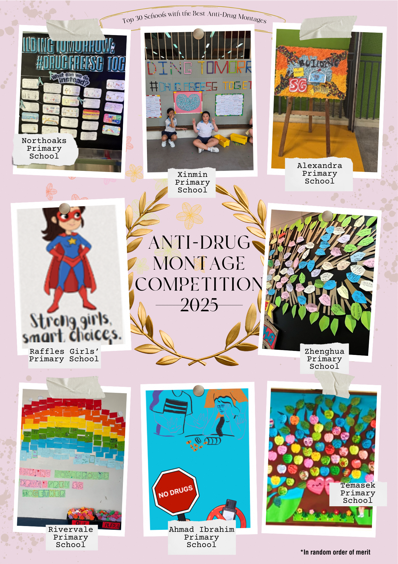 Images curated from the remaining winning montages, in random order of merit, displaying the students' creativity and passion for the anti-drug cause