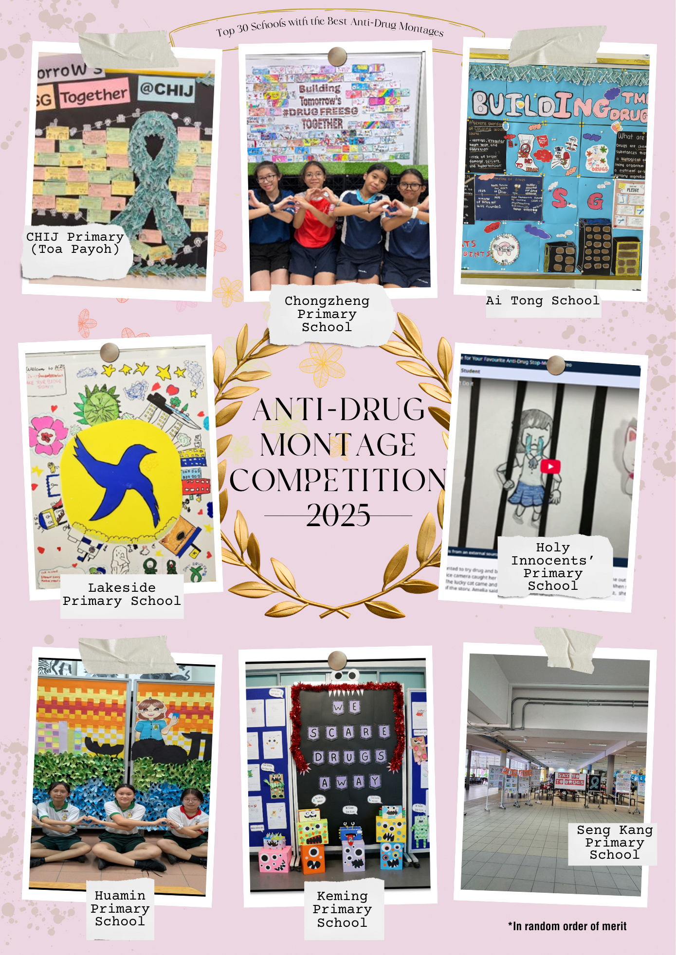 Images curated from the remaining winning montages, in random order of merit, displaying the students' creativity and passion for the anti-drug cause