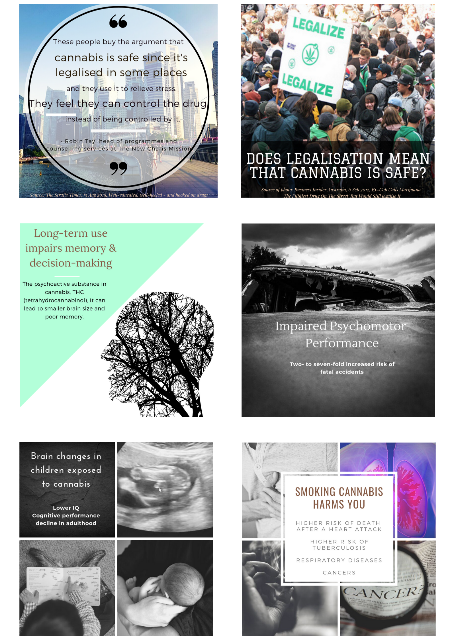 collage of 6 images on cannabis use