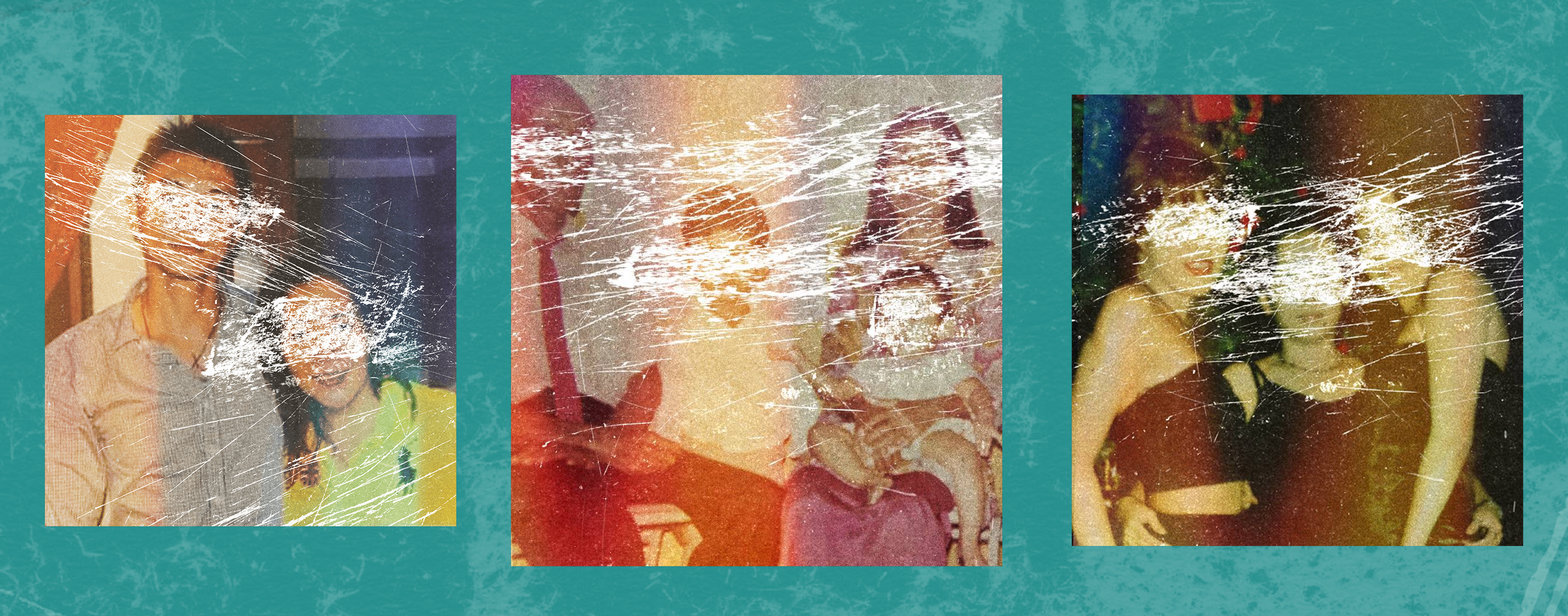 Striked out faces from various photographs