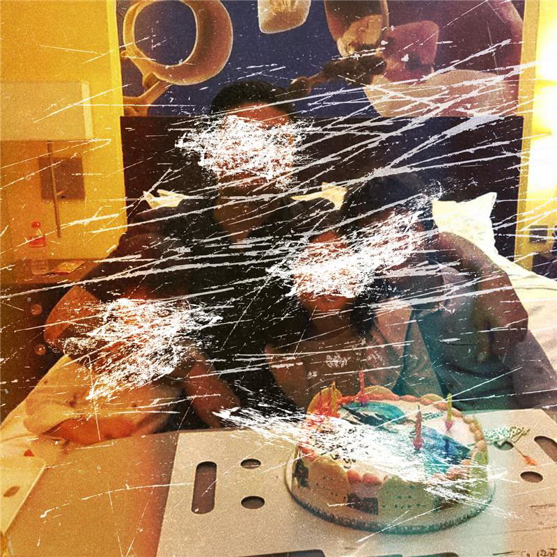 Scratched out photo of a man