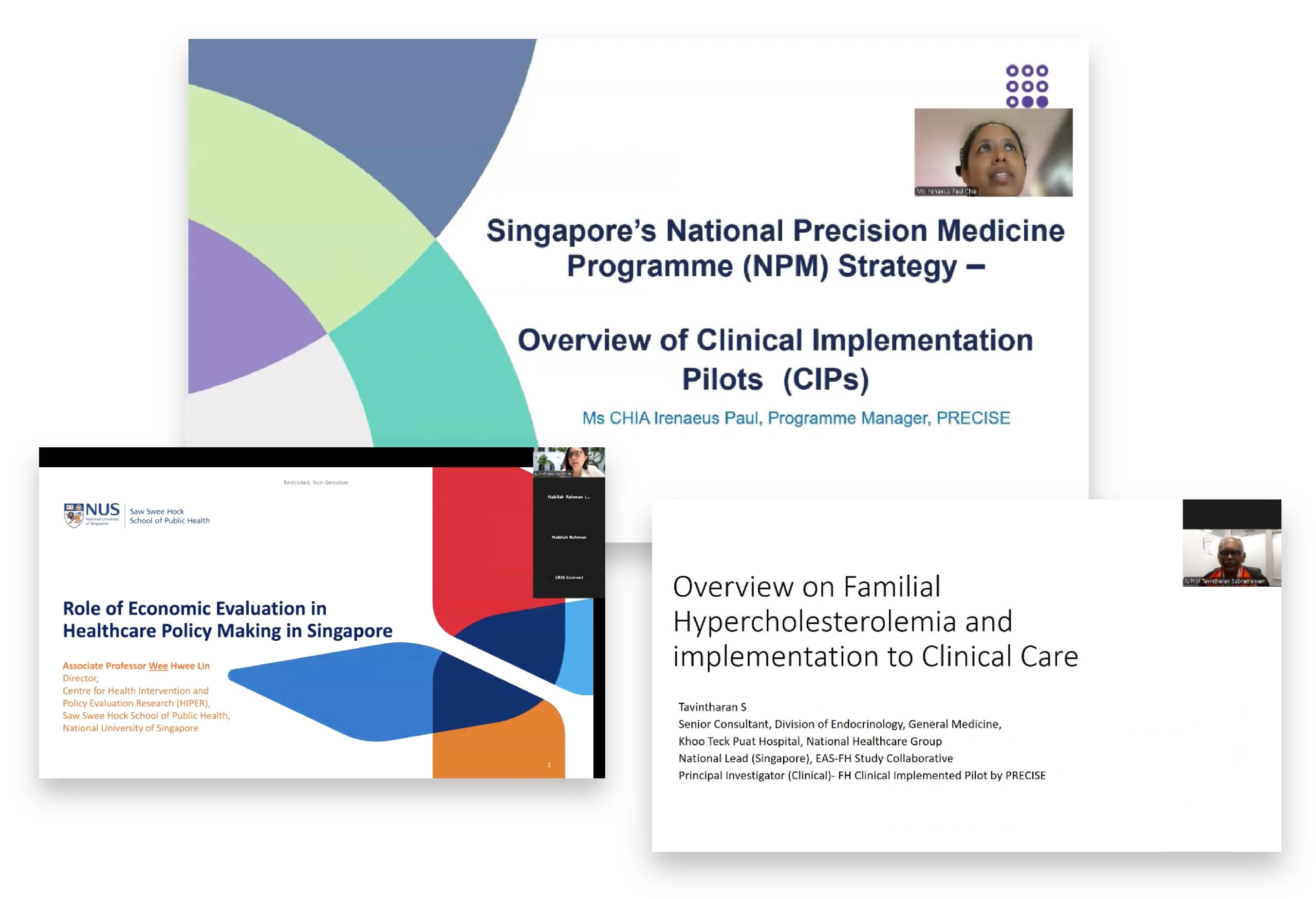 Presentation slides on Singapore's National Precision Medicine Programme, healthcare policy making, and familial hypercholesterolemia.
