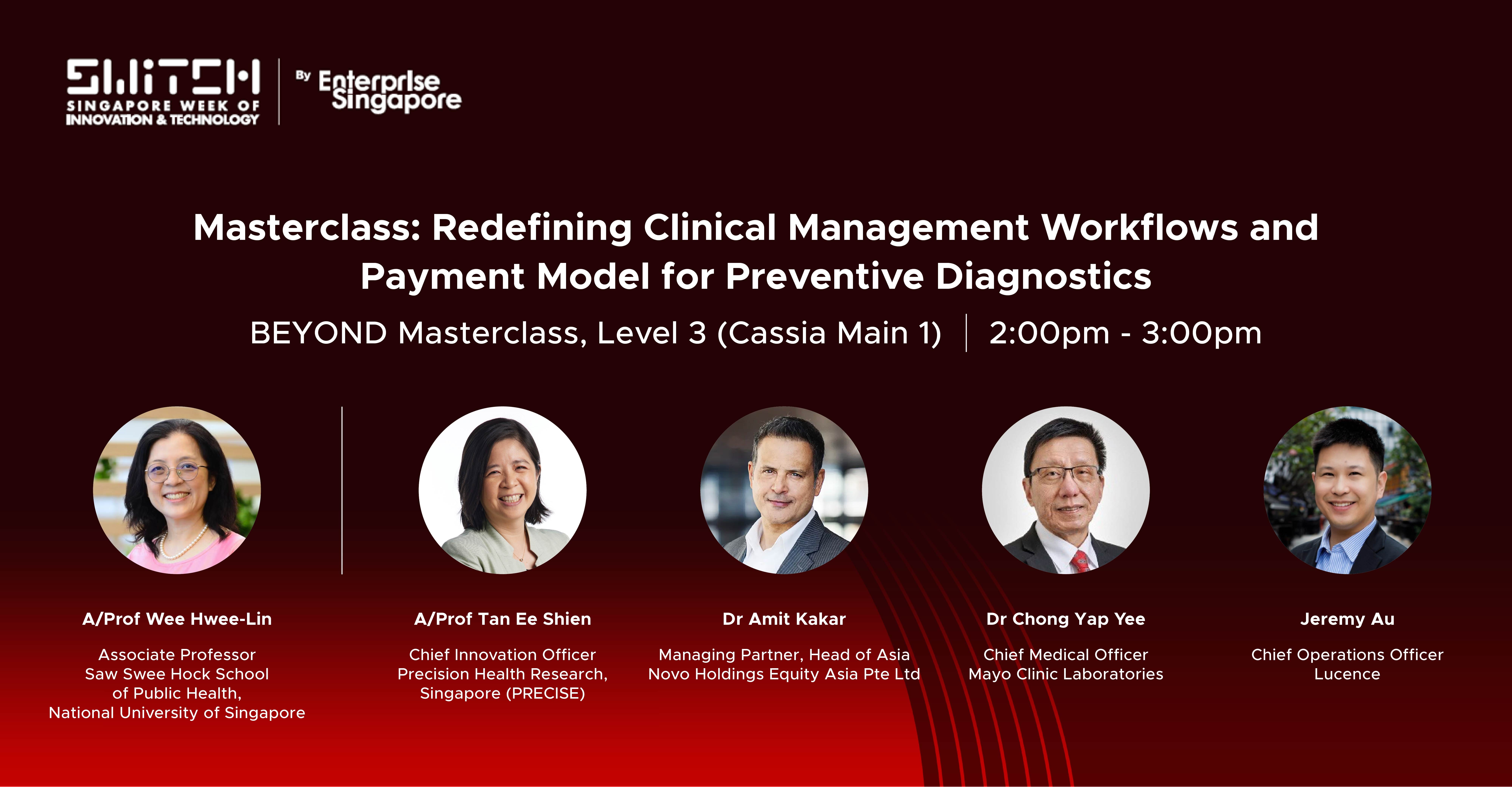 Masterclass hosted by Enterprise Singapore featuring speakers on clinical management workflows and payment models for diagnostics.
