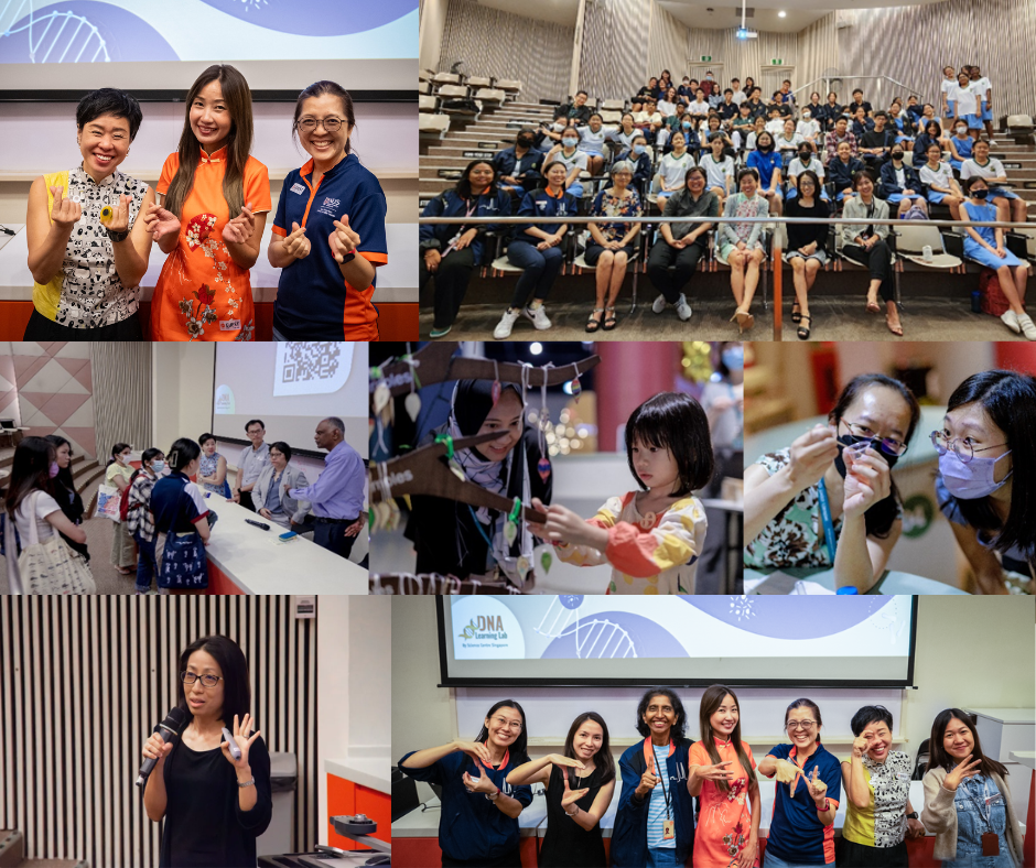 Groups of people in various settings, including classrooms and events, displaying hand gestures and interacting with objects.