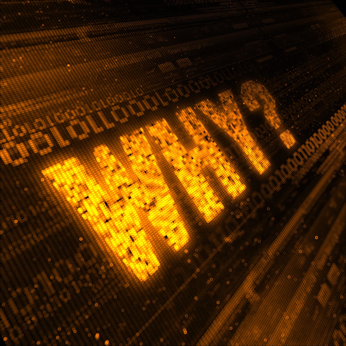 "WHY" made up of pixels, 1s and 0s.