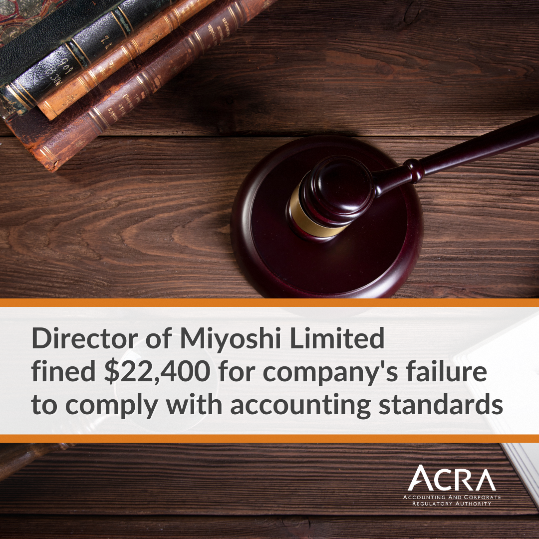 Gavel and law books graphic representing enforcement action for accounting non-compliance.