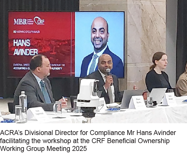 Hans Avinder facilitating CRF Beneficial Ownership Working Group Meeting 2025.