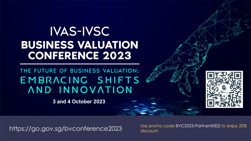 Event banner for the IVAS-IVSC Business Valuation Conference 2023.