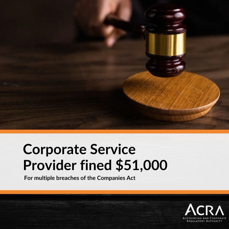Gavel graphic representing enforcement action against corporate service provider for Companies Act breaches.