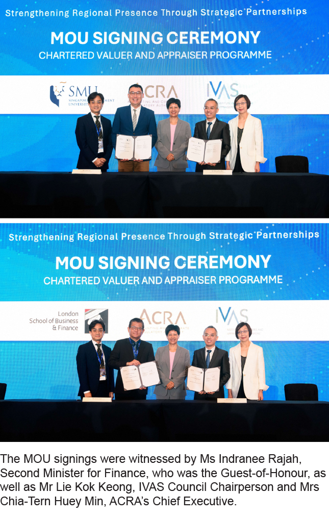 MOU signing ceremony for Chartered Valuer and Appraiser Programme with partner institutions.