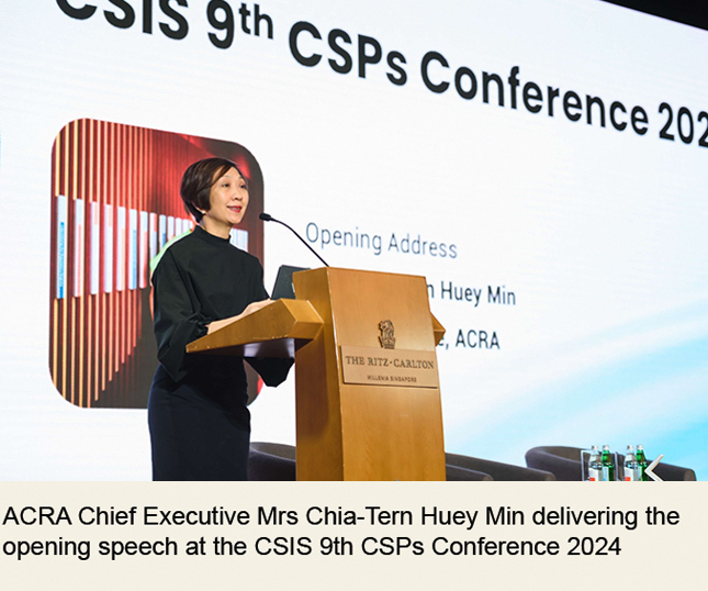 ACRA Chief Executive delivering opening speech at CSIS 9th CSPs Conference 2024.