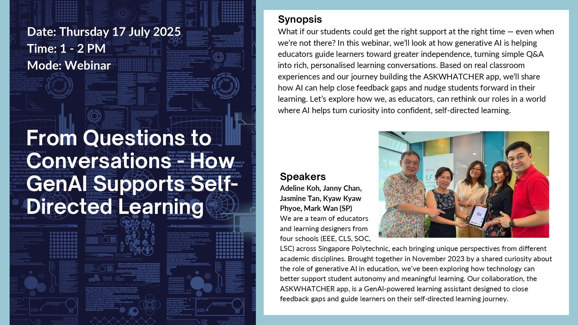 Information on Webinar - From Questions to Conversations - How GenAI Supports Self- Directed Learning
