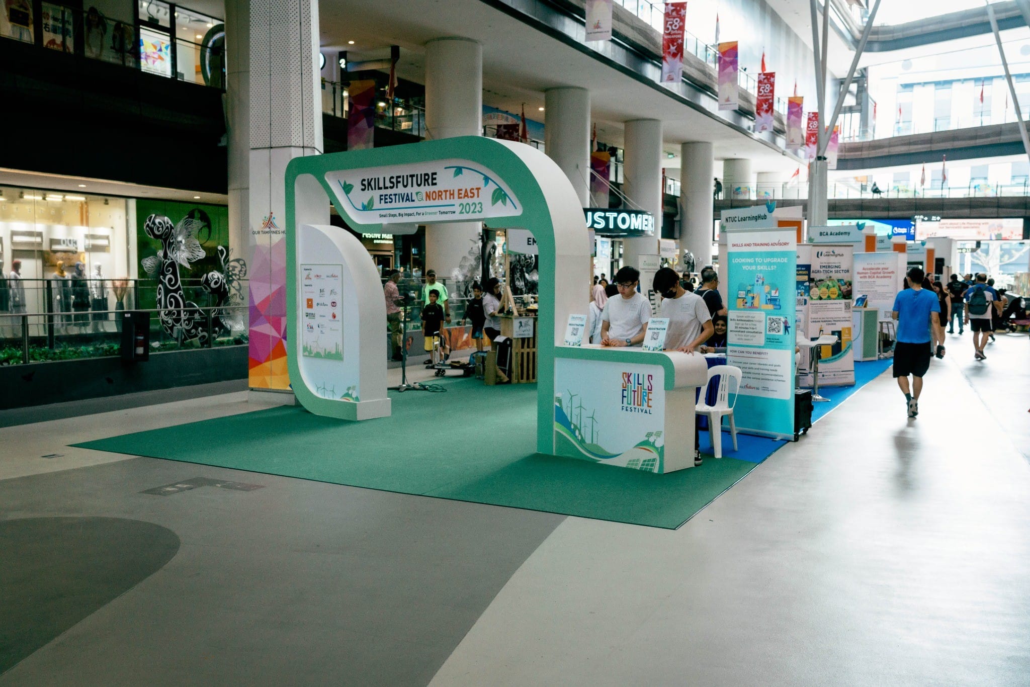 Event setup in a mall promoting skills upgrading and career development through the SkillsFuture Festival @ North East.