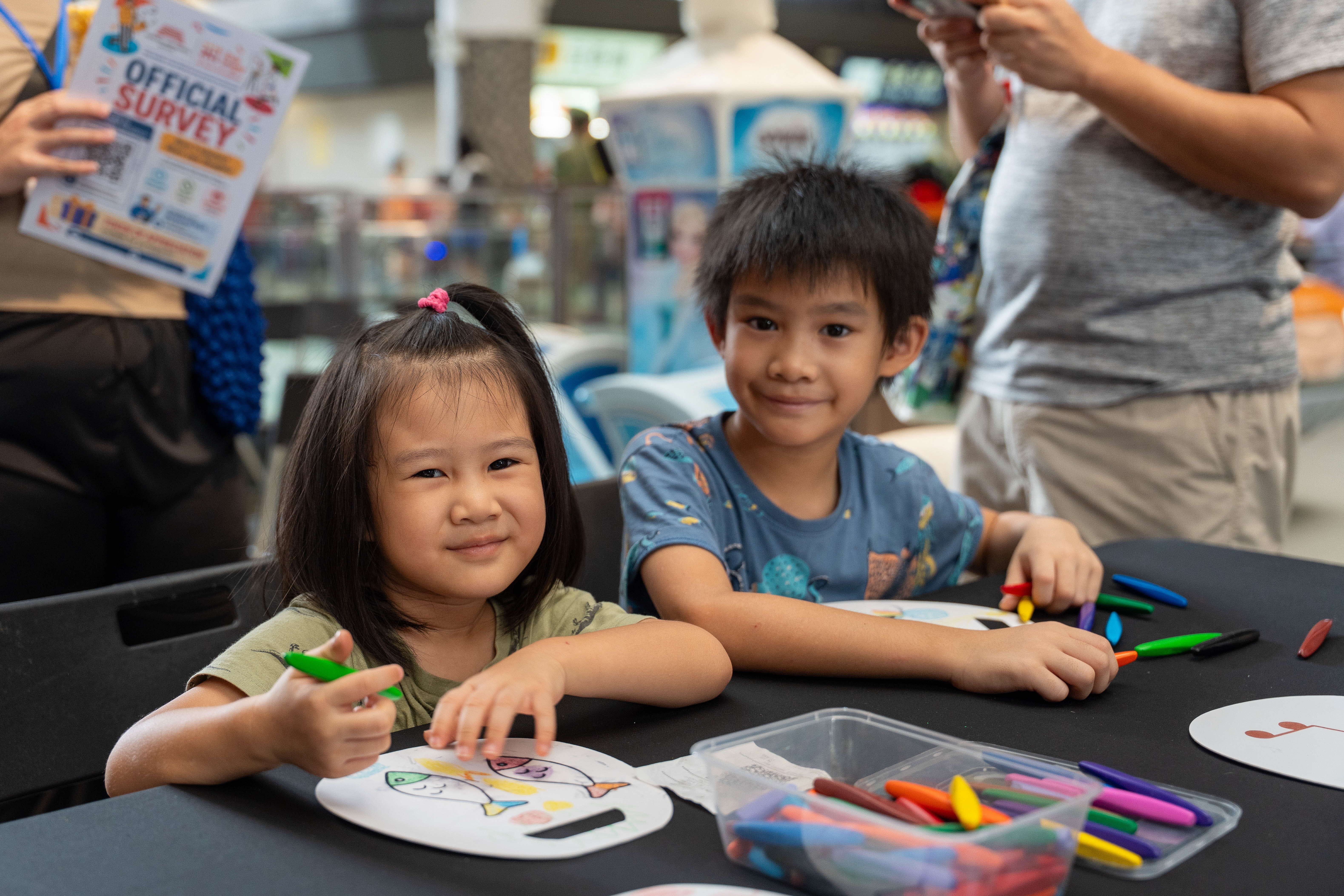Children at activity booth