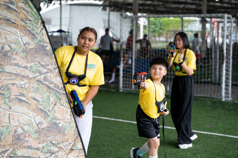 Children having fun at laser tag