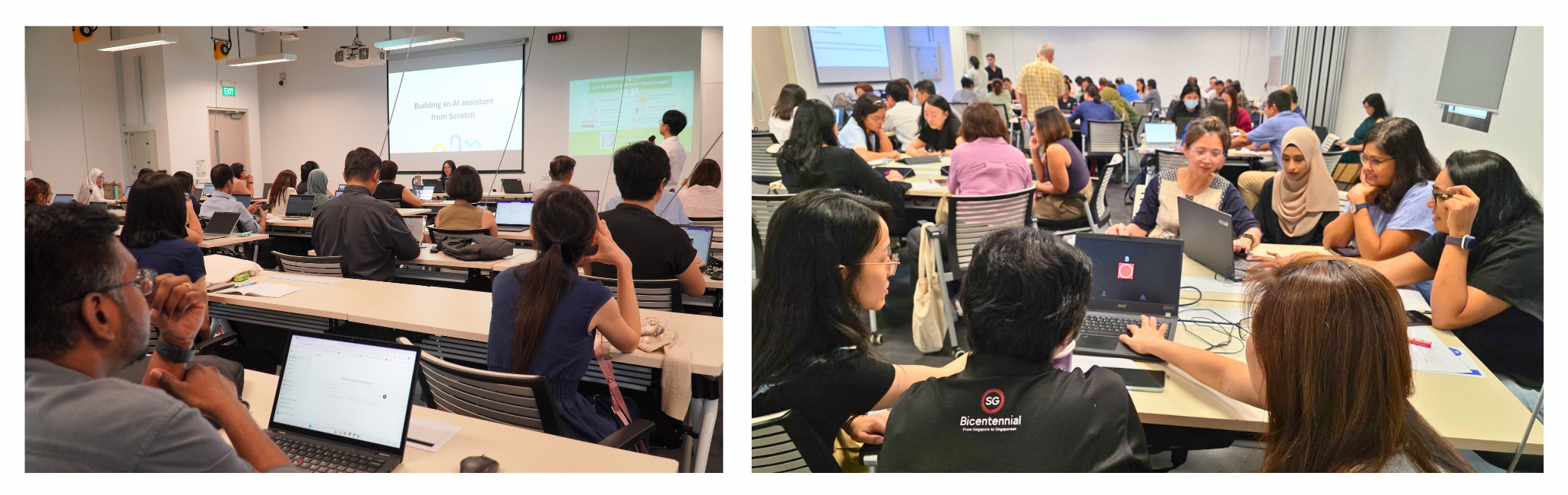 Participants looking at laptop screens in a classroom setting