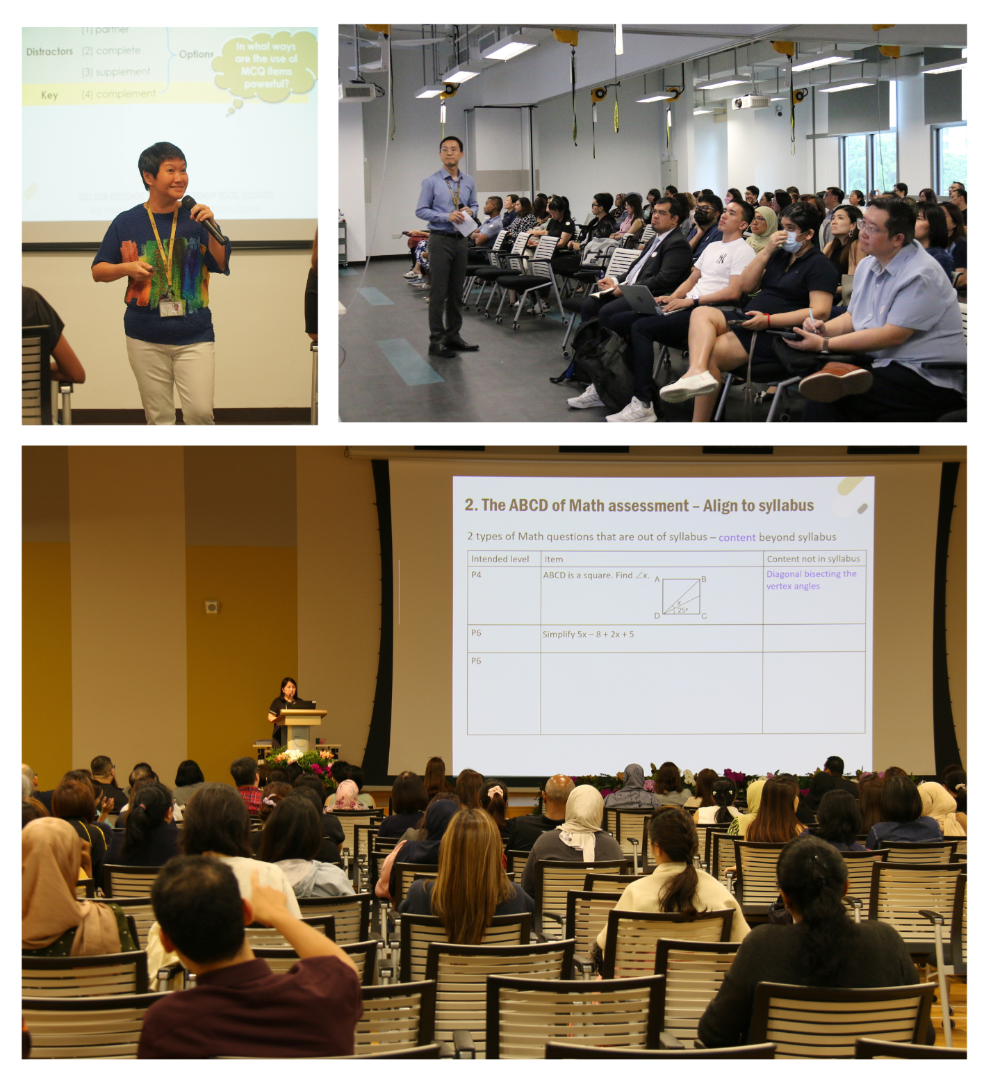 Assessment officers leading subject-specific breakout sessions on assessment design principles and best practices