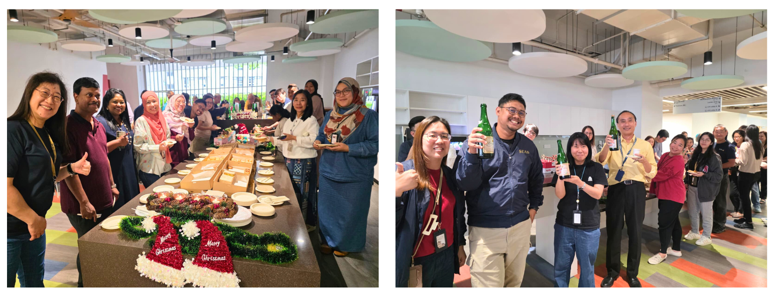 SEAB staff enjoying their sumptuous festive treats.