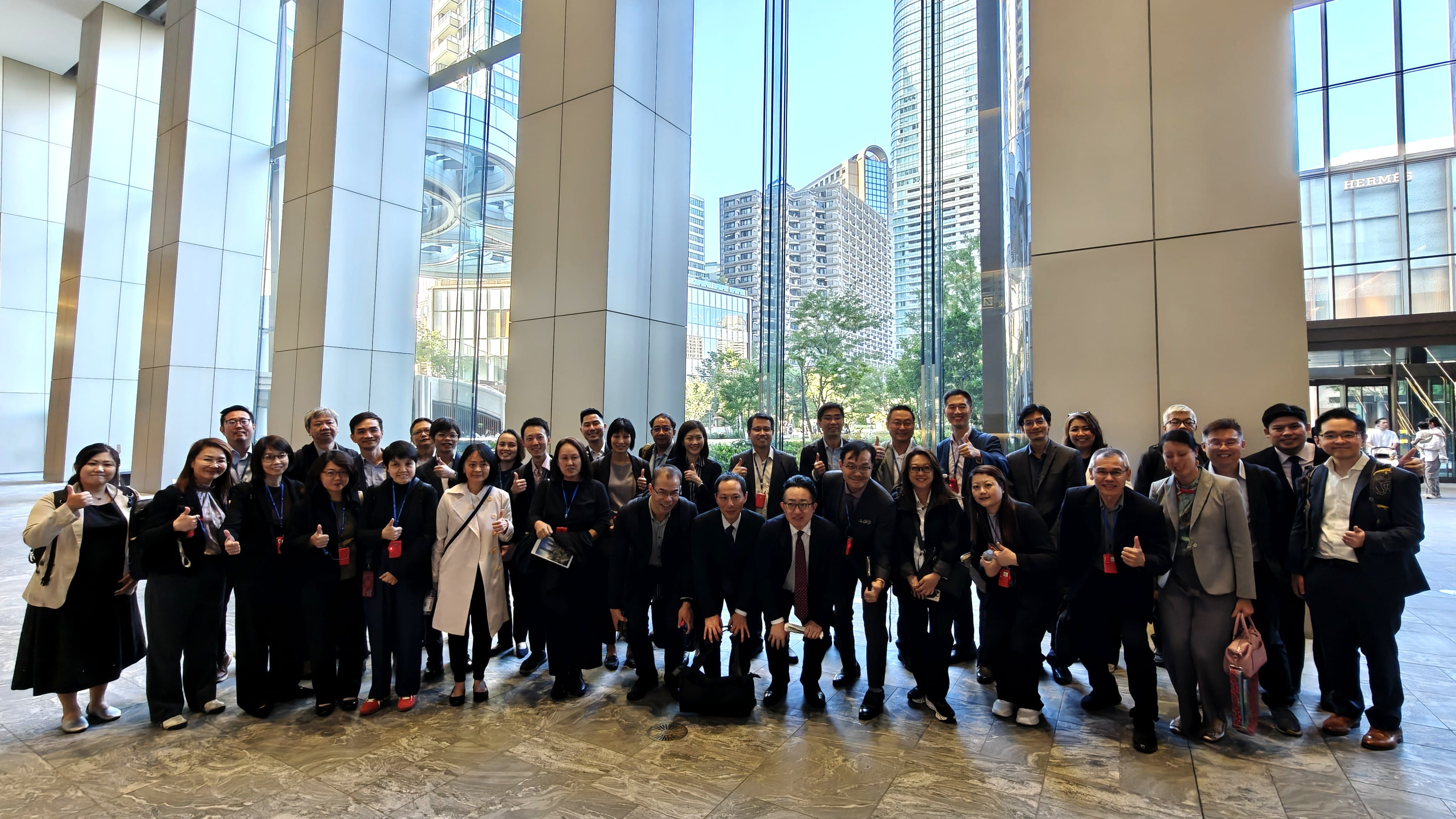 Public service officers from Singapore at Azabudai Hills, Tokyo’s mixed-use redevelopment that exemplifies transit-oriented renewal, integrated greenery, and innovative urban design. © Centre for Liveables Cities