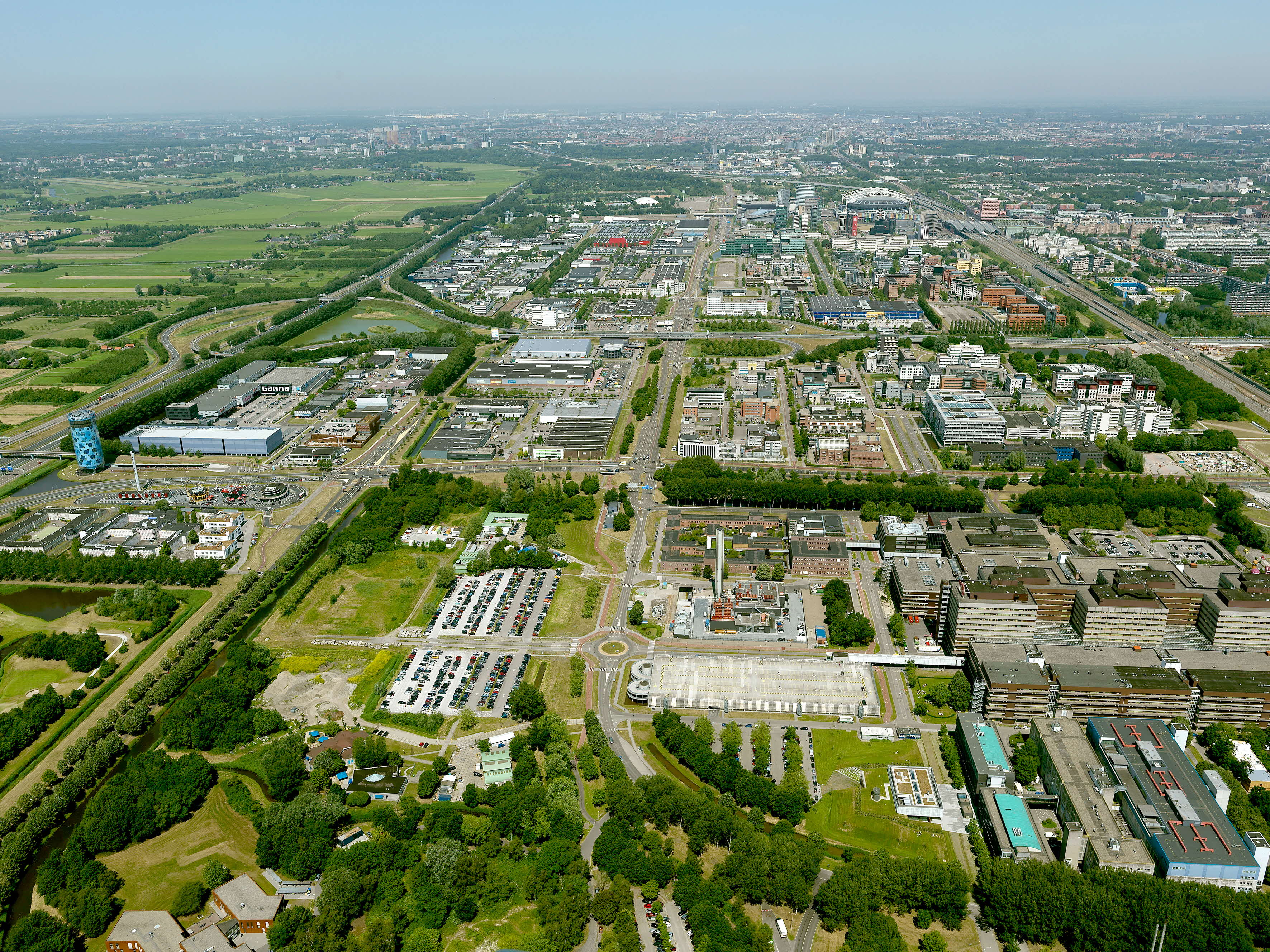 An aerial view of Amstel-Stad in Amsterdam.