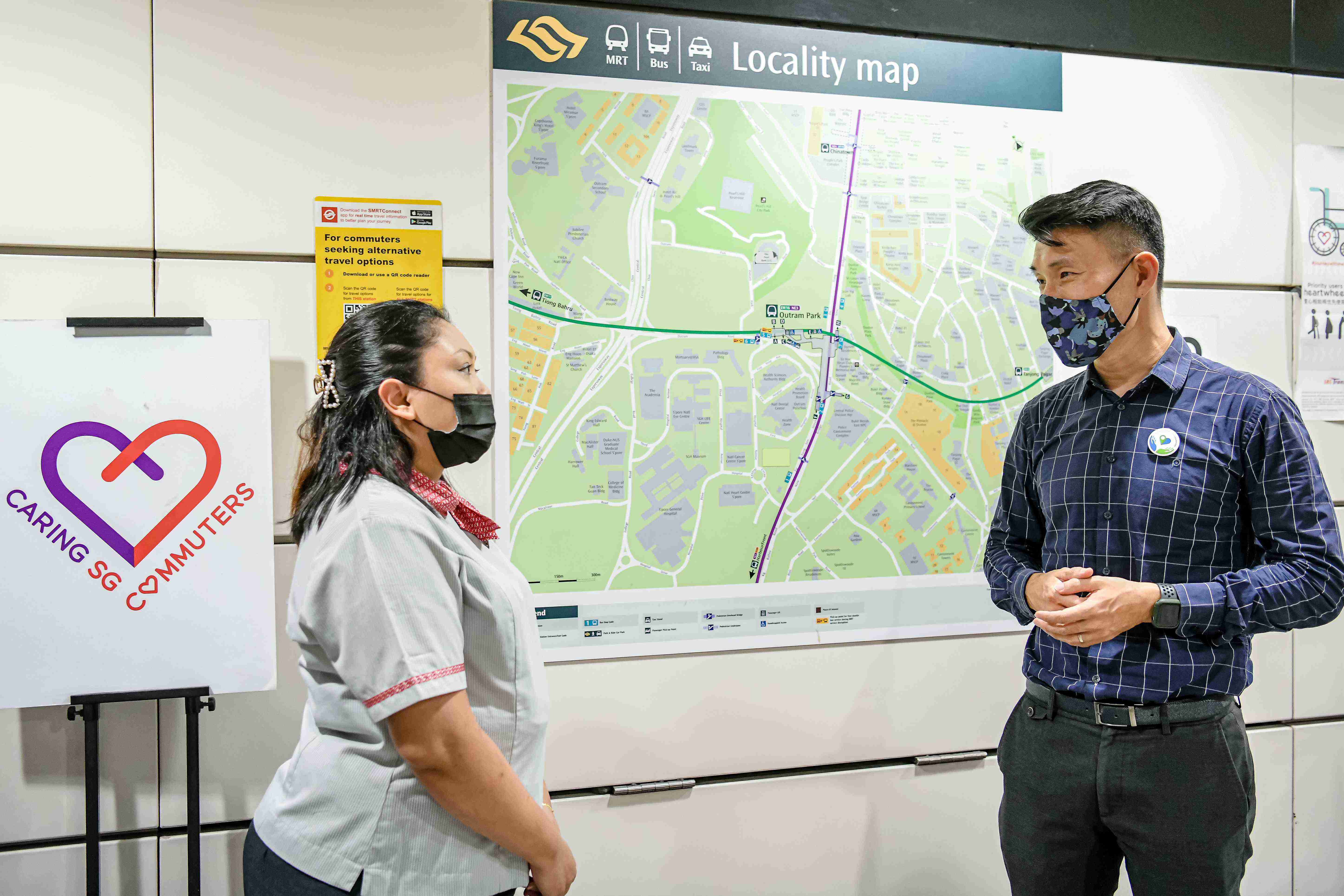 Assistant Station manager, Siti Zuhaila, explained how volunteers can ensure the wheelchairs at the Heart Zone are kept within Outram Park MRT station and are returned after use.