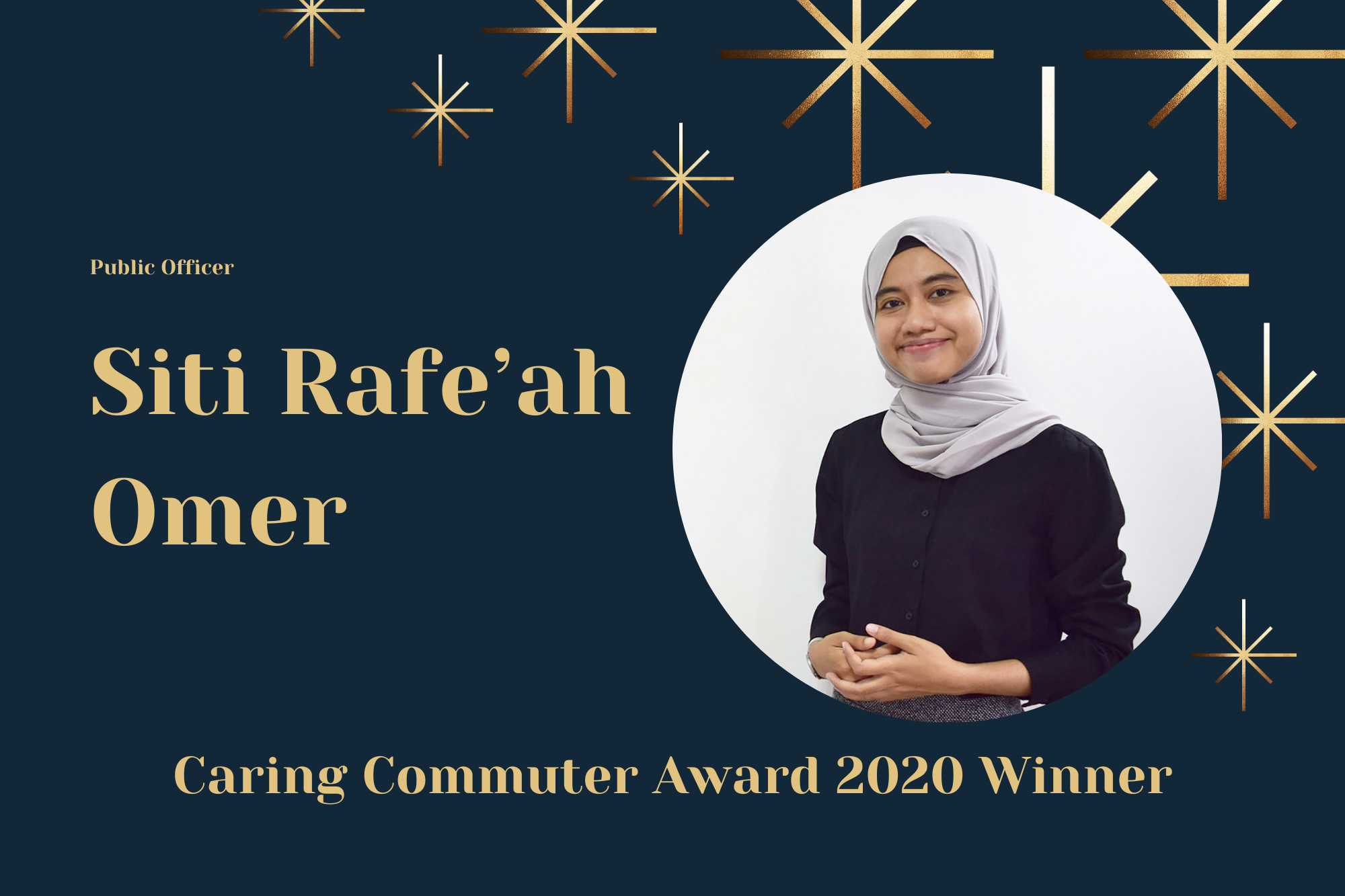 Portrait of Siti Rafe’ah Omer, public officer, Caring Commuter Award 2020 winner.
