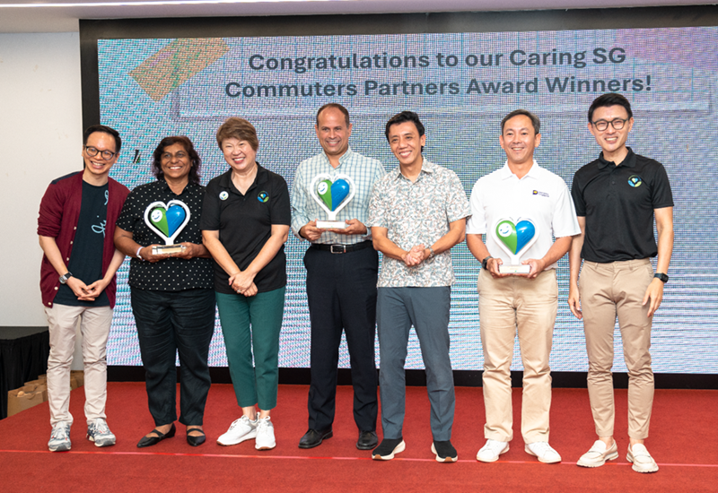 Three outstanding organisations were recognised with the Caring SG Commuters Partners Award for their active efforts to champion the Caring SG Commuters movement Group photo of the Caring SG Commuters Partners Award Winners with Acting Minister Mr Jeffrey Seow, Minister of State Mr Baey Yam Keng and Public Transport Council & Caring SG Commuters Committee Chairperson Ms Janet Ang at the Caring Commuter Week 2025