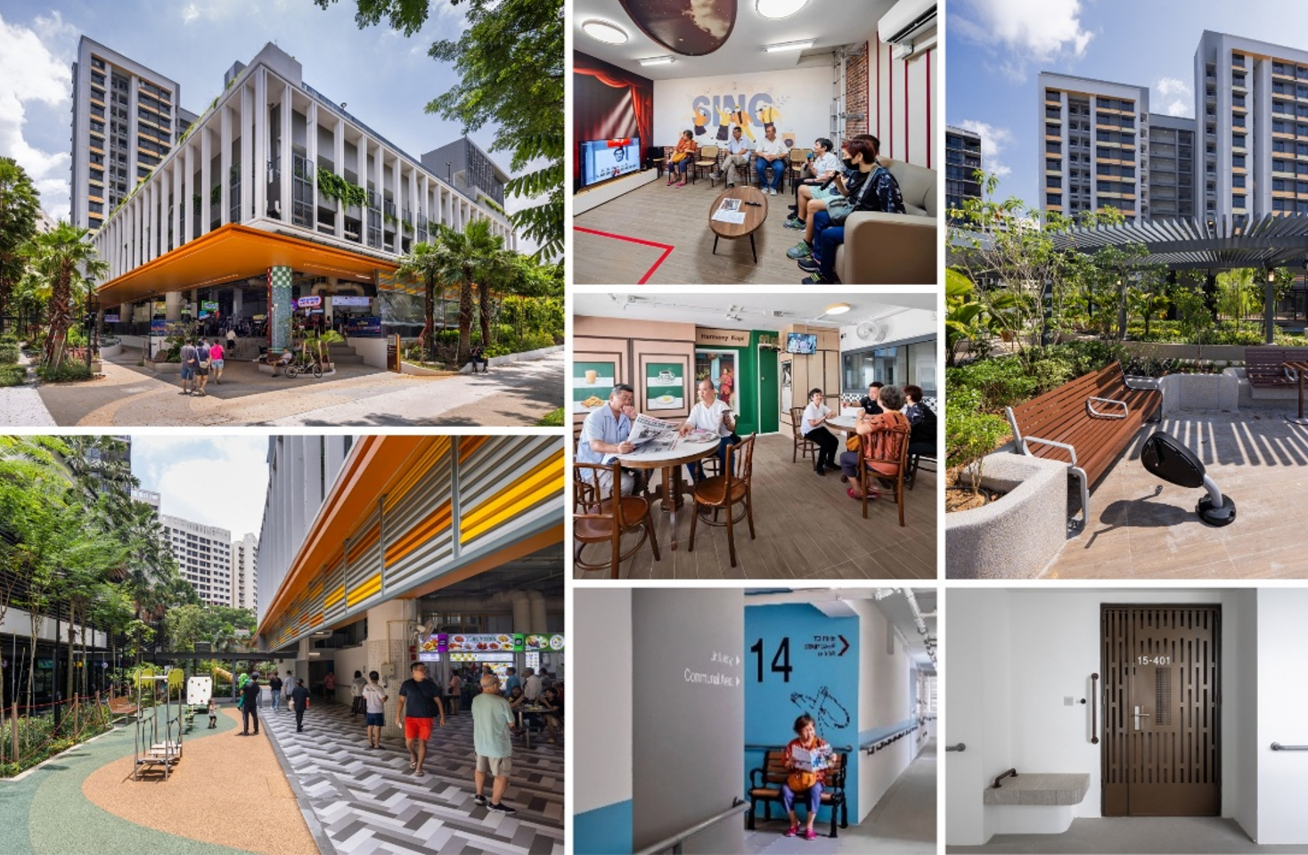 Collage of user-friendly features in Harmony Village