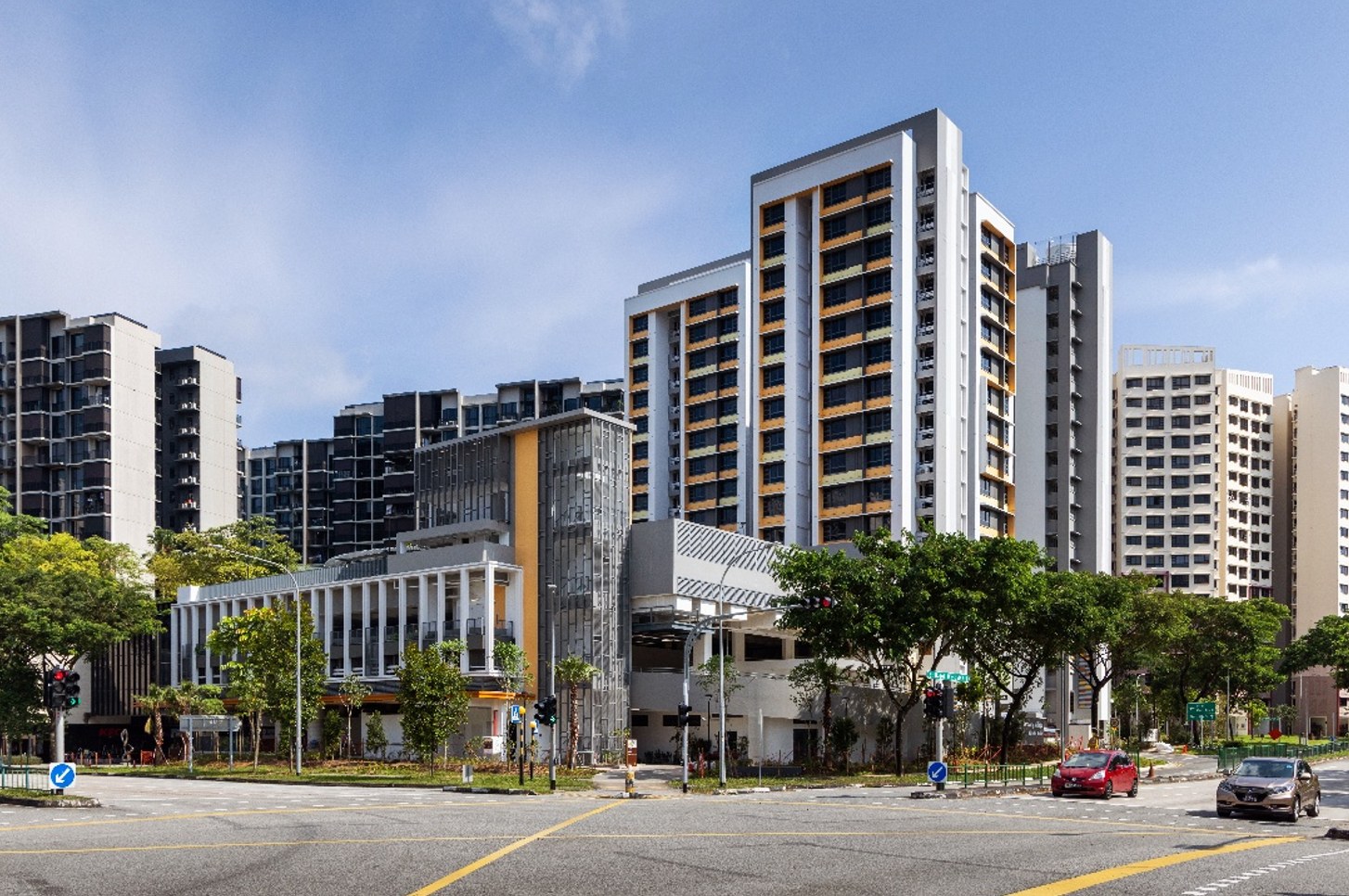 View of Harmony Village from the street