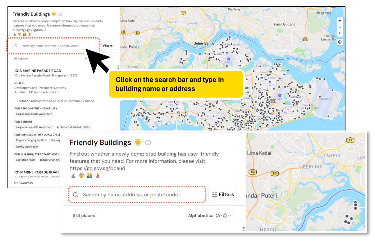 Screenshot of Maps interface