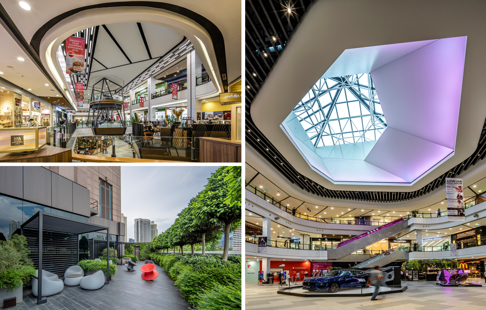 Collage of user-friendly features in Great World Mall
