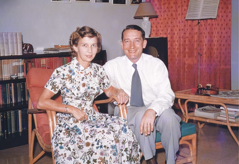 Marjorie and Victor Doggett at their Amber Road home in 1956, a year before the publication of Characters of Light.