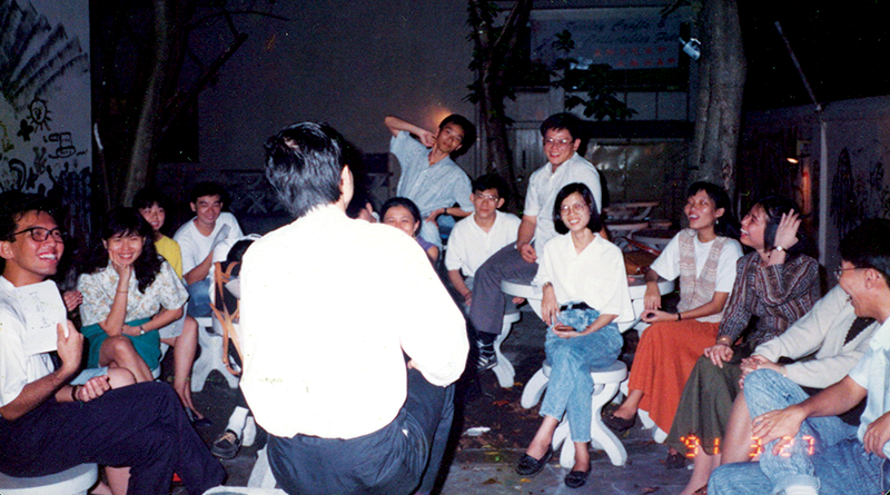 Members of Drama Box at a discussion at The Substation Garden in the early 1990s. Courtesy of Drama Box.