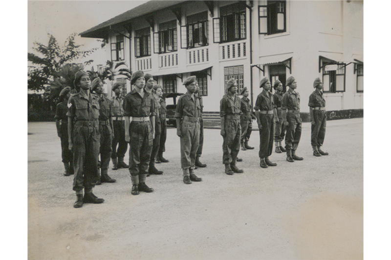 Members of the Singapore Volunteer Corps in a photo taken in 1949. Before the Japanese invasion, members were trained in warfare. Ministry of Information and the Arts Collection, courtesy of National Archives of Singapore.