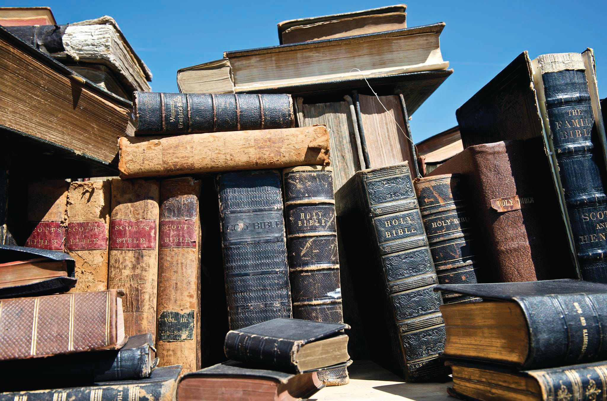 Aged copies of the Holy Bible. Image by THOR via Flickr.