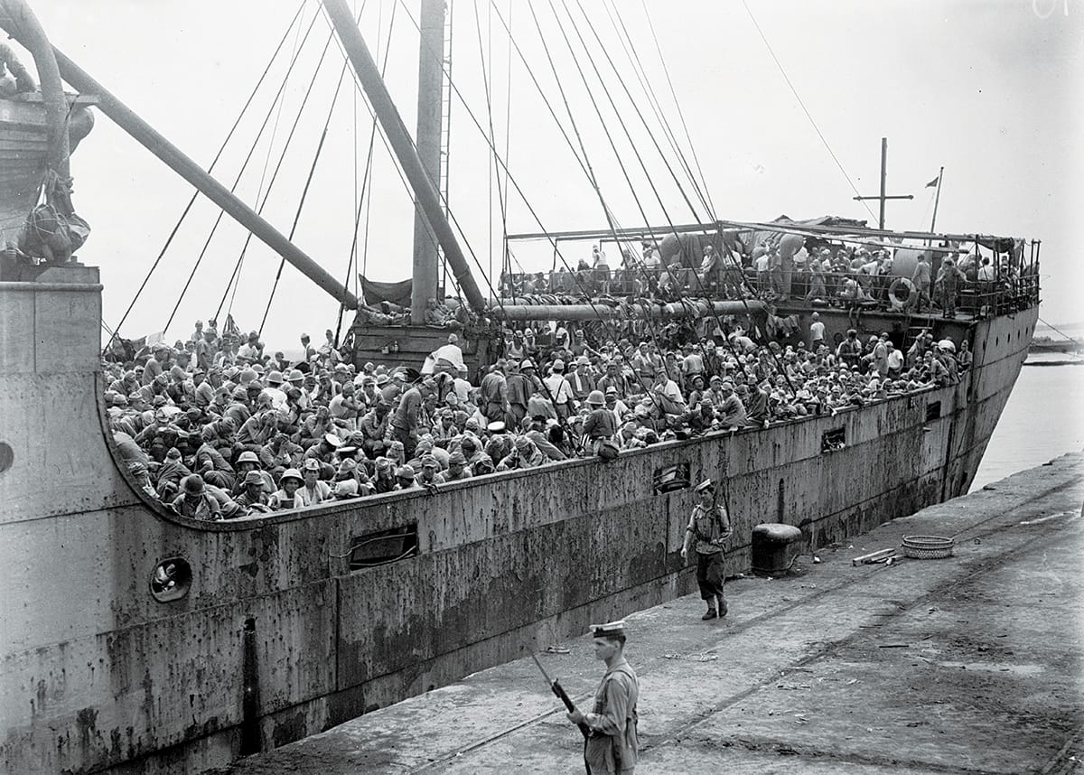 Japanese soldiers on board an evacuation freighter to Rempang, 1945. Imperial War Museums (A 30706).