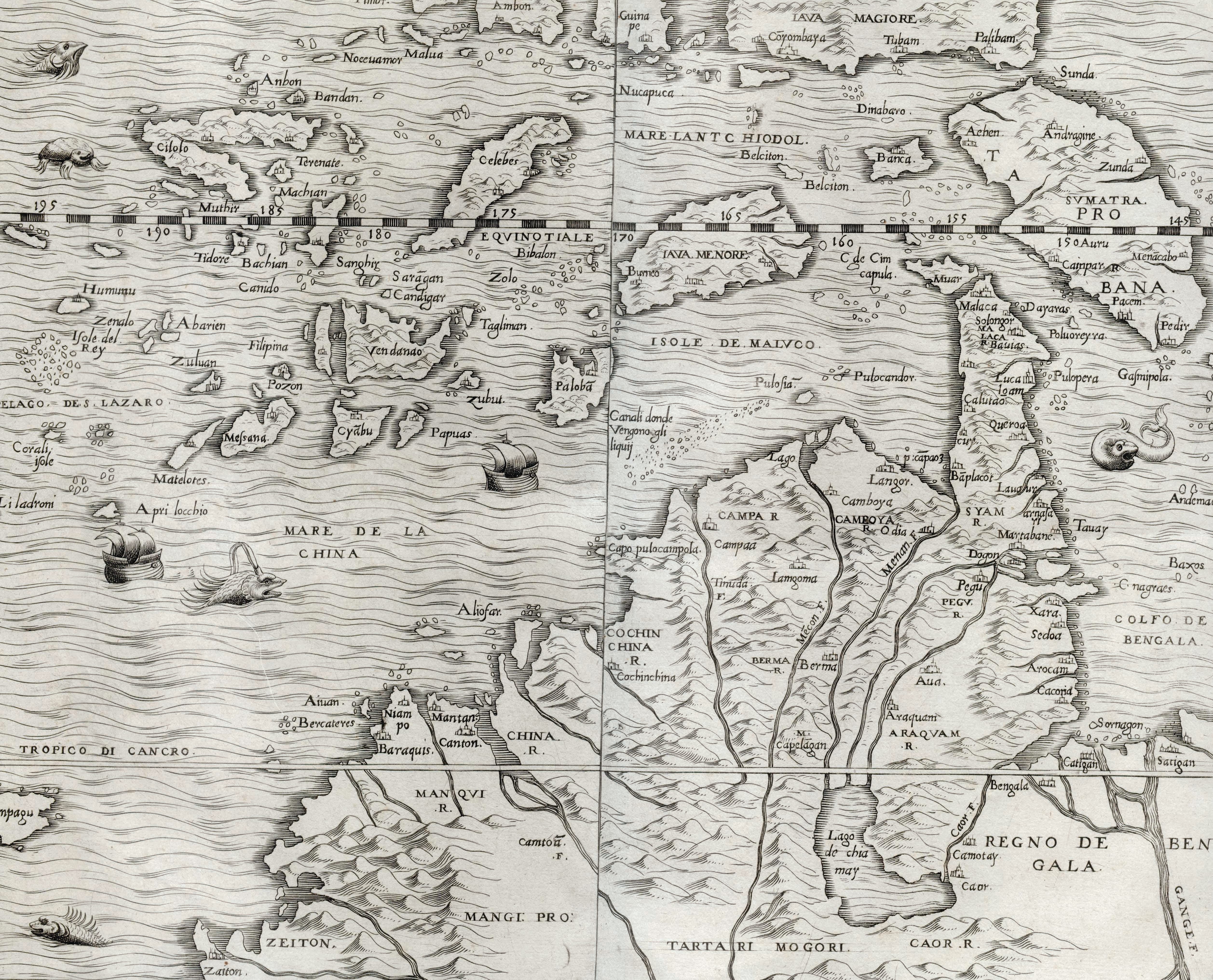 *Terza Tavola*, Giacomo Gastaldi for Giovanni Battista Ramusio (Venice, circa 1563). Note: the map is oriented with the south at the top. 