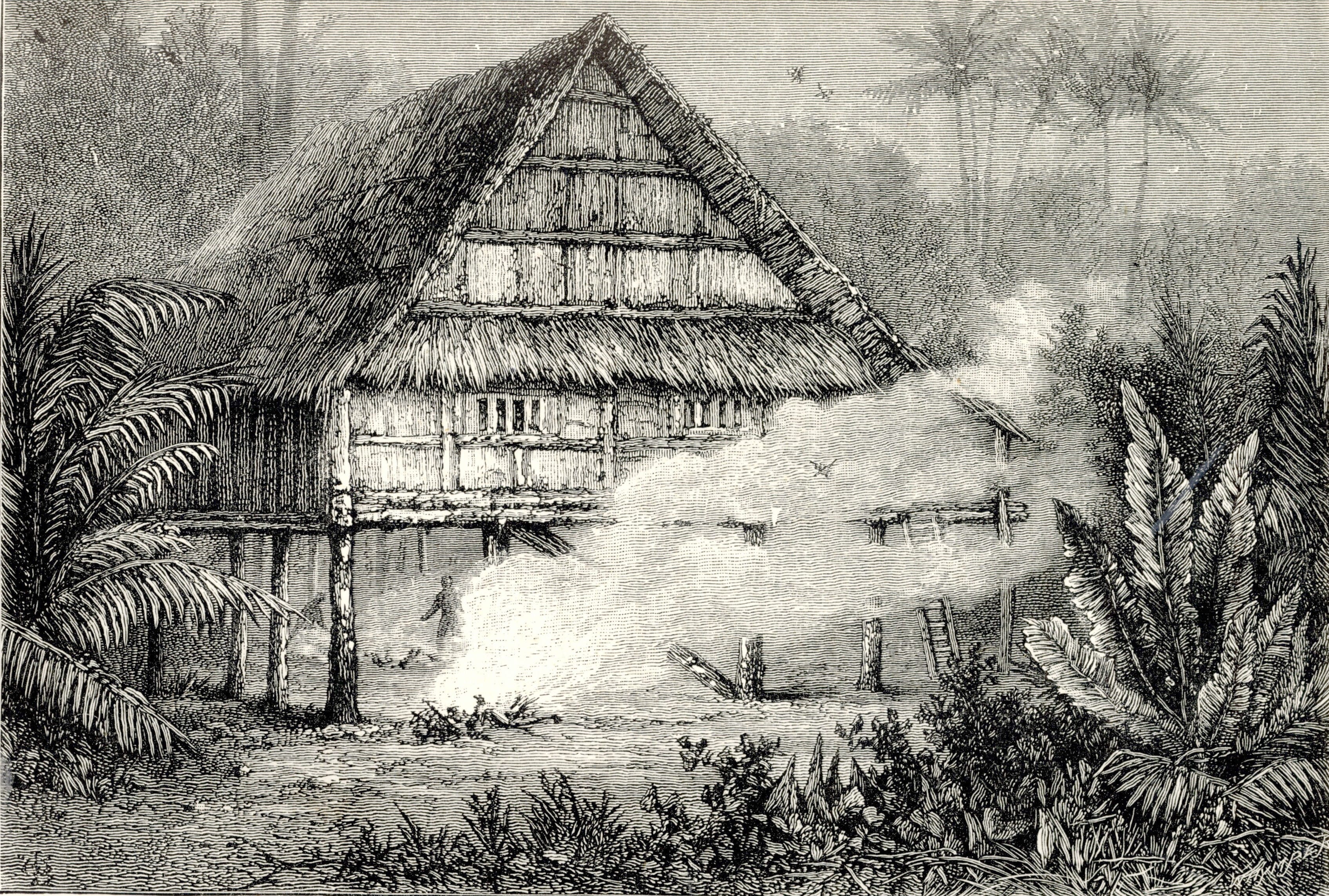 Smoking the mosquitoes (Bird, 1883, facing p. 138).