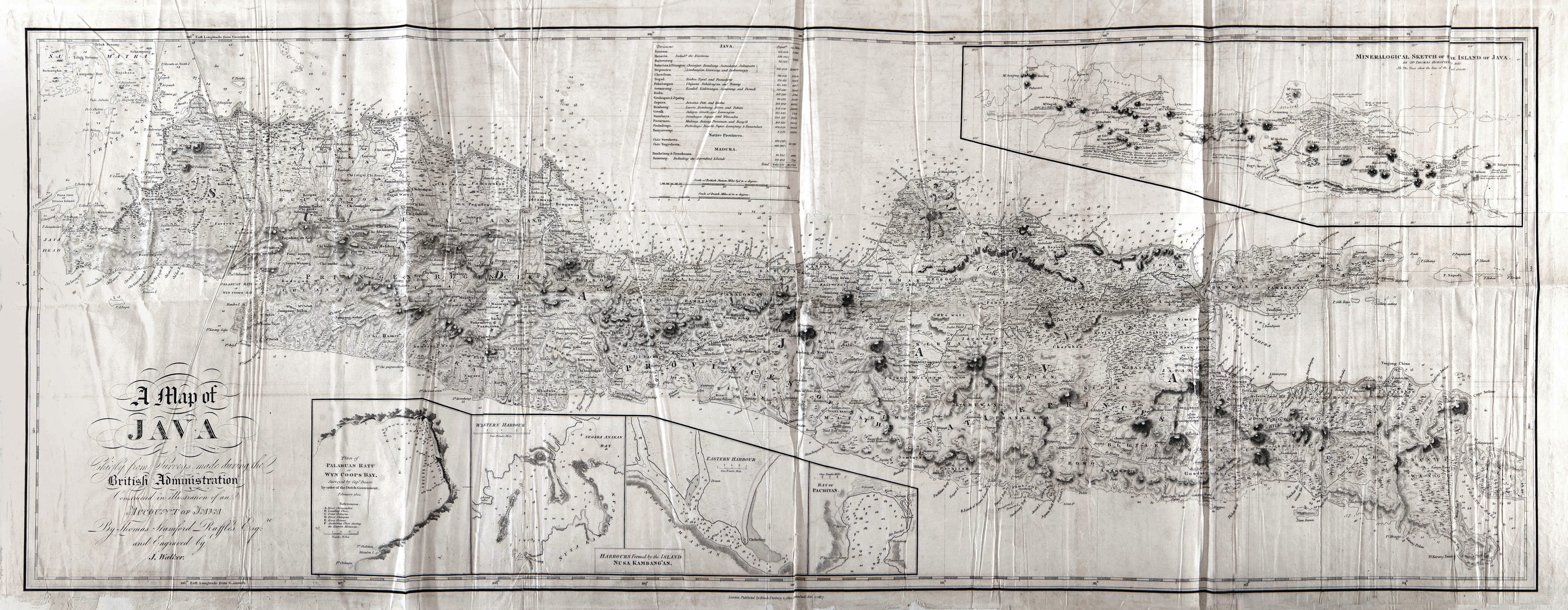 A Map of Java was produced by the British cartographer J. Walker in 1817, and appeared in the book The History of Java by Stamford Raffles. The map is notable for its documentation of the advance of British power across the island. Courtesy of Farish A. Noor.