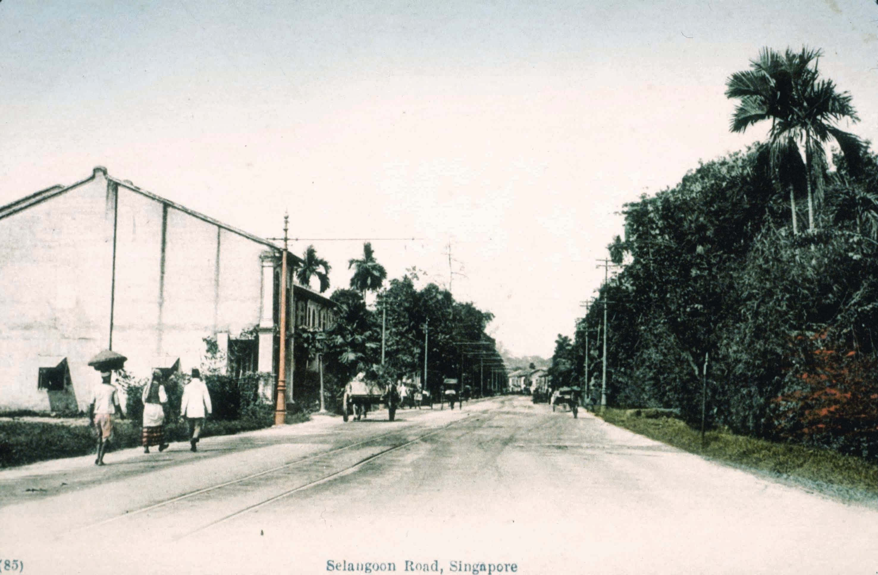 Serangoon Road, circa 1911. At the time Serangoon Road was serviced by a single tram line running from Mackenzie Road depot to Paya Lebar. Teo very likely lived at 700 Serangoon Road in the early 1930s, today an empty plot of land just in front of the Kwong Wai Shiu Hospital. Arkshak C Galstaun Collection, courtesy of National Archives of Singapore.