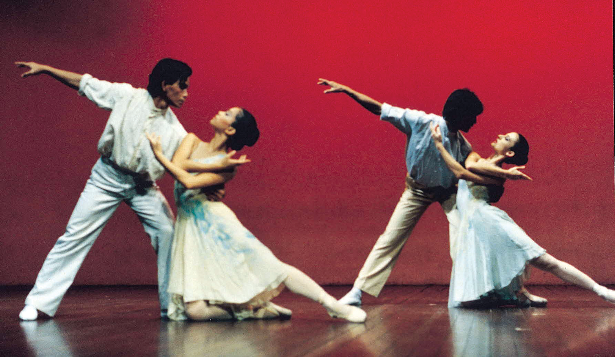 Beginnings, choreographed by Goh Choo San, is the first ballet ever performed by the Singapore Dance Theatre, 1988. It is an intimate quartet exploring the relationship between two couples. Courtesy of Singapore Ballet.